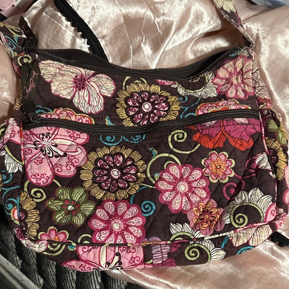 Vera Bradley Handbags - Vera Bradley Pink and Brown Floral Shoulder Bag